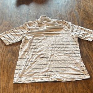 Banana Republic Light Gray Striped Tee